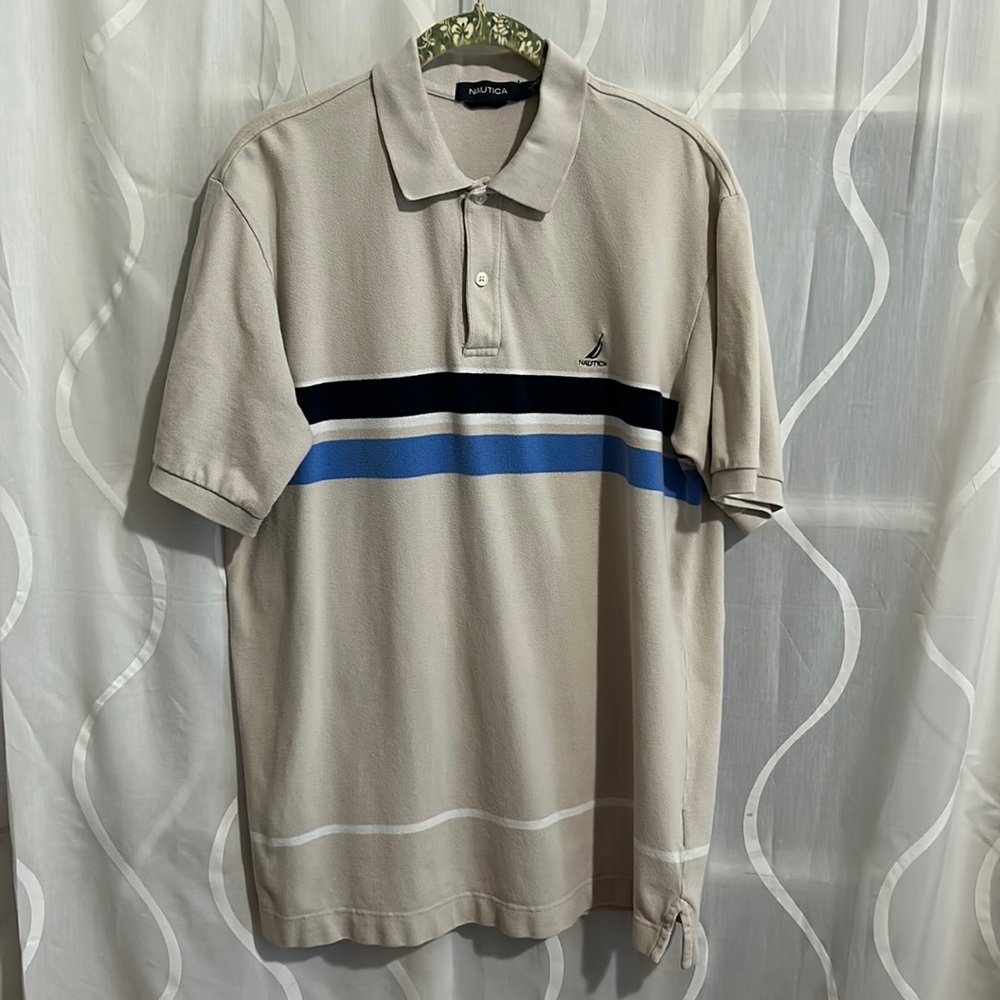 Nautica Mens Tan, 100% Cotton, Polo Shirt, Size Large - Picture 1 of 6
